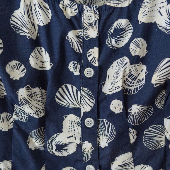 Blue and white seashell button-up shirt - Picture 2 of 5
